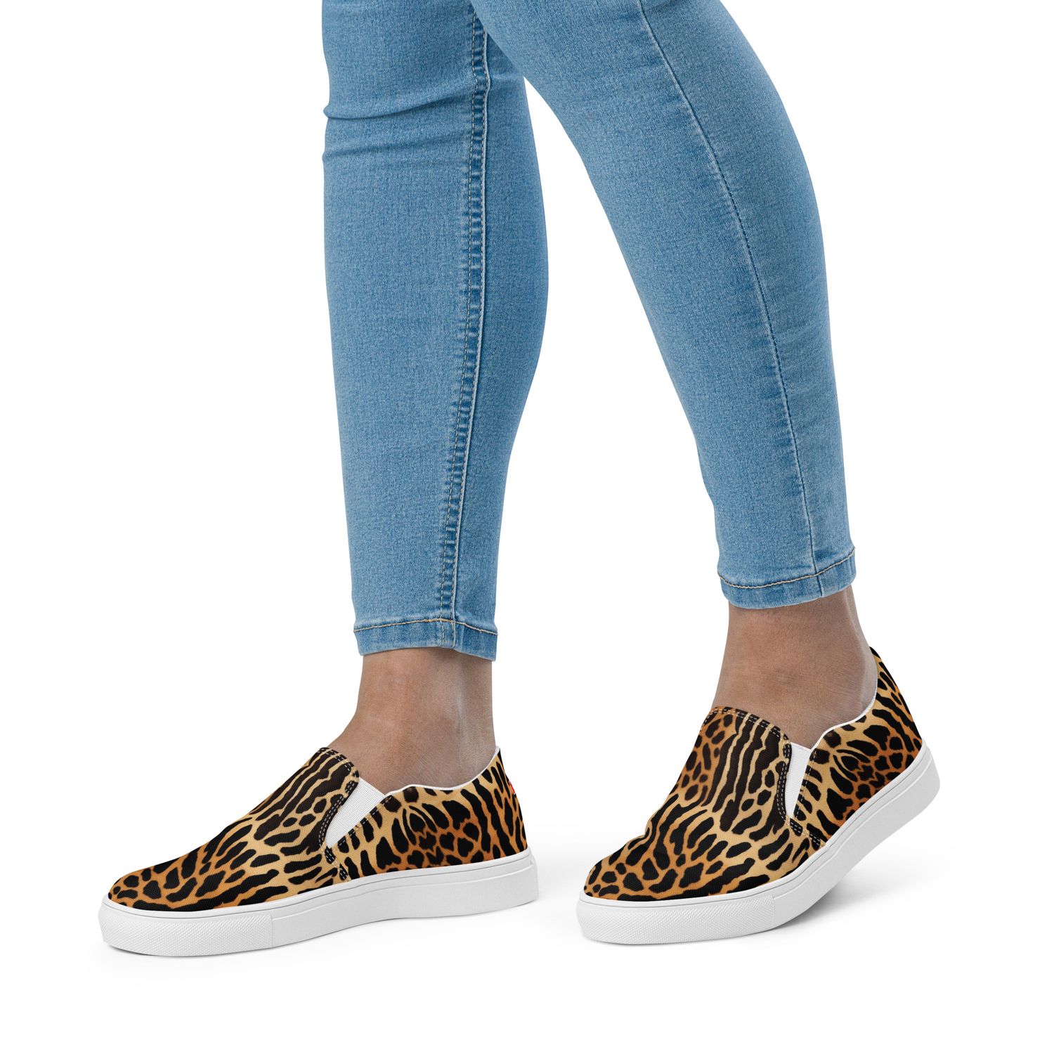 Animal Print Cheetah Women’s Casual/Sporty, Comfortable Slide-On Sneakers, Walking Shoes