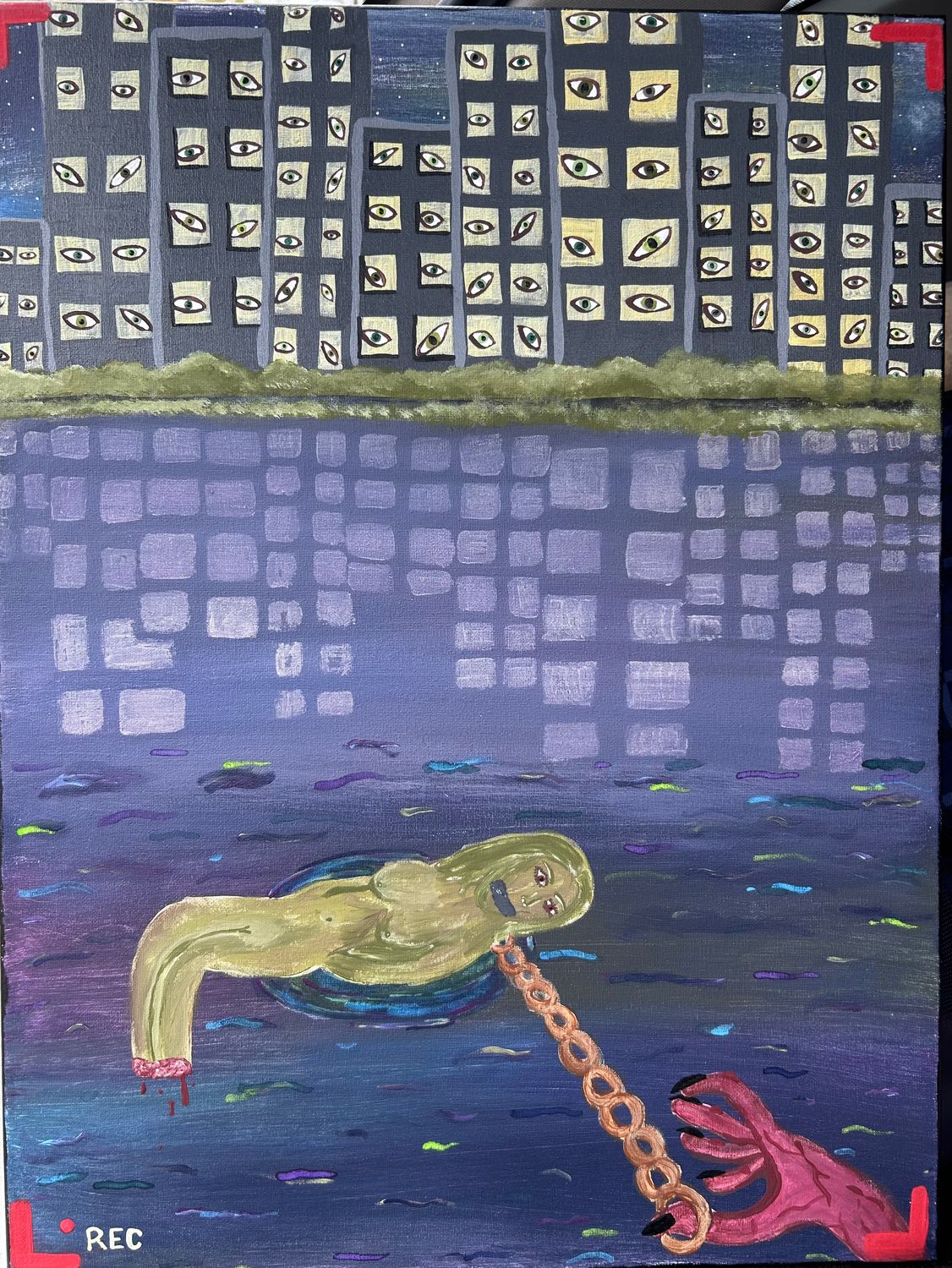 The City Watches 18x24 Original Canvas