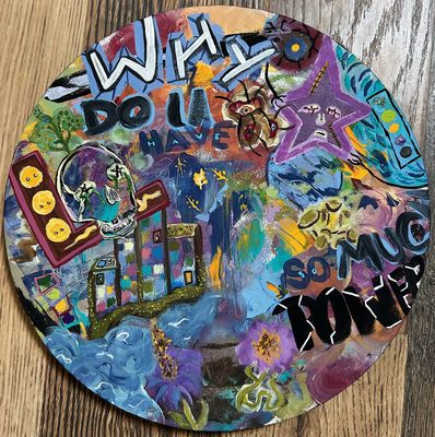 Too Much Power 14x14 Original Circle Canvas