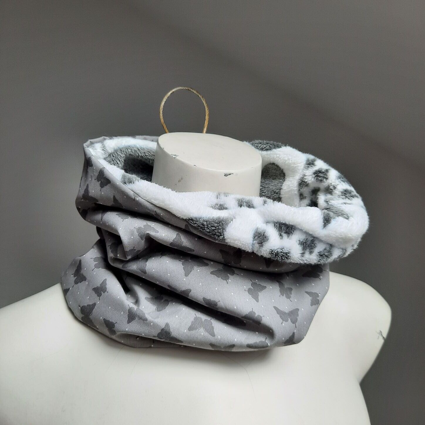 Snood Enfant &quot;Papillons gris&quot;