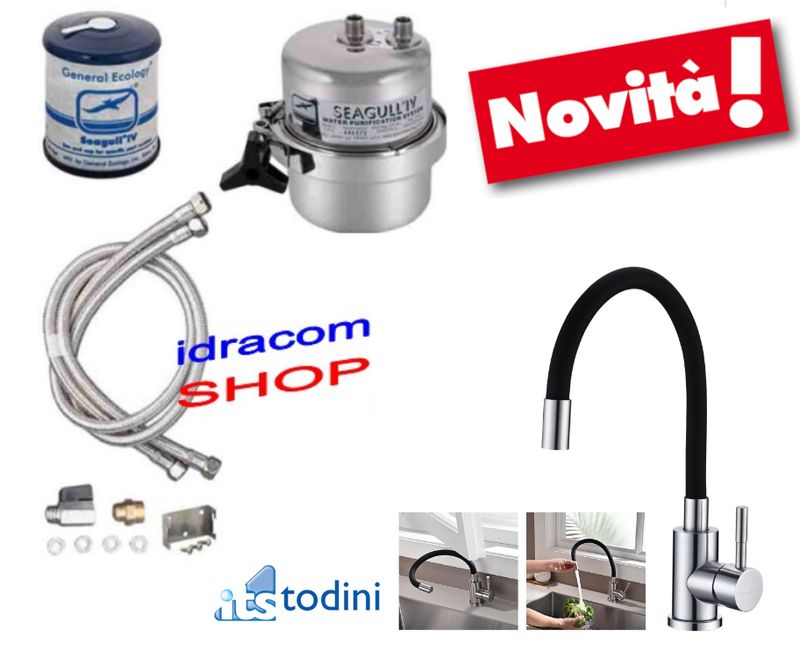 Purificatore depuratore filtro d'acqua Seagull IV X-1F con cartuccia e rubinetto 1 via pieghevole abbattibile ITS TODINI