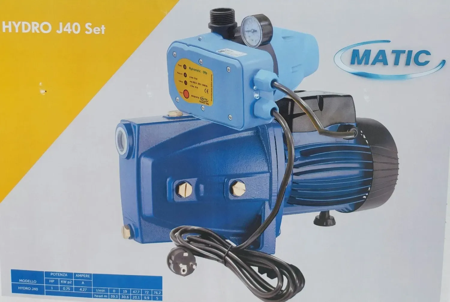 Kit pompa hp.1 autoclave Hydro J40 MATIC con presscontrol premontato Kit pompa hp.1 autoclave Hydro J40 MATIC con presscontrol premontato