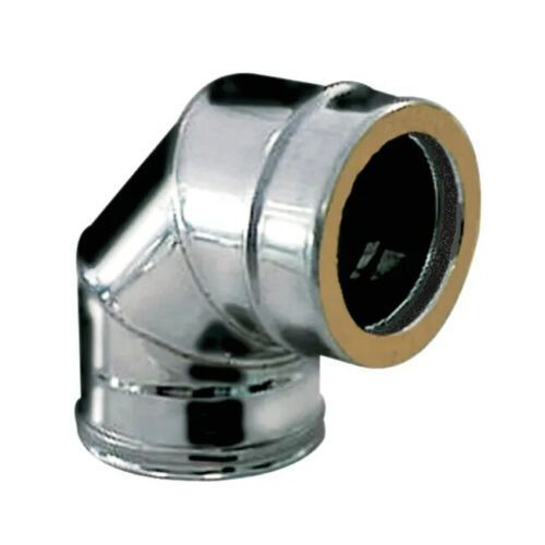Curva 90° d.80/130 mm. canna fumaria doppia parete inox coibentata con lana di roccia