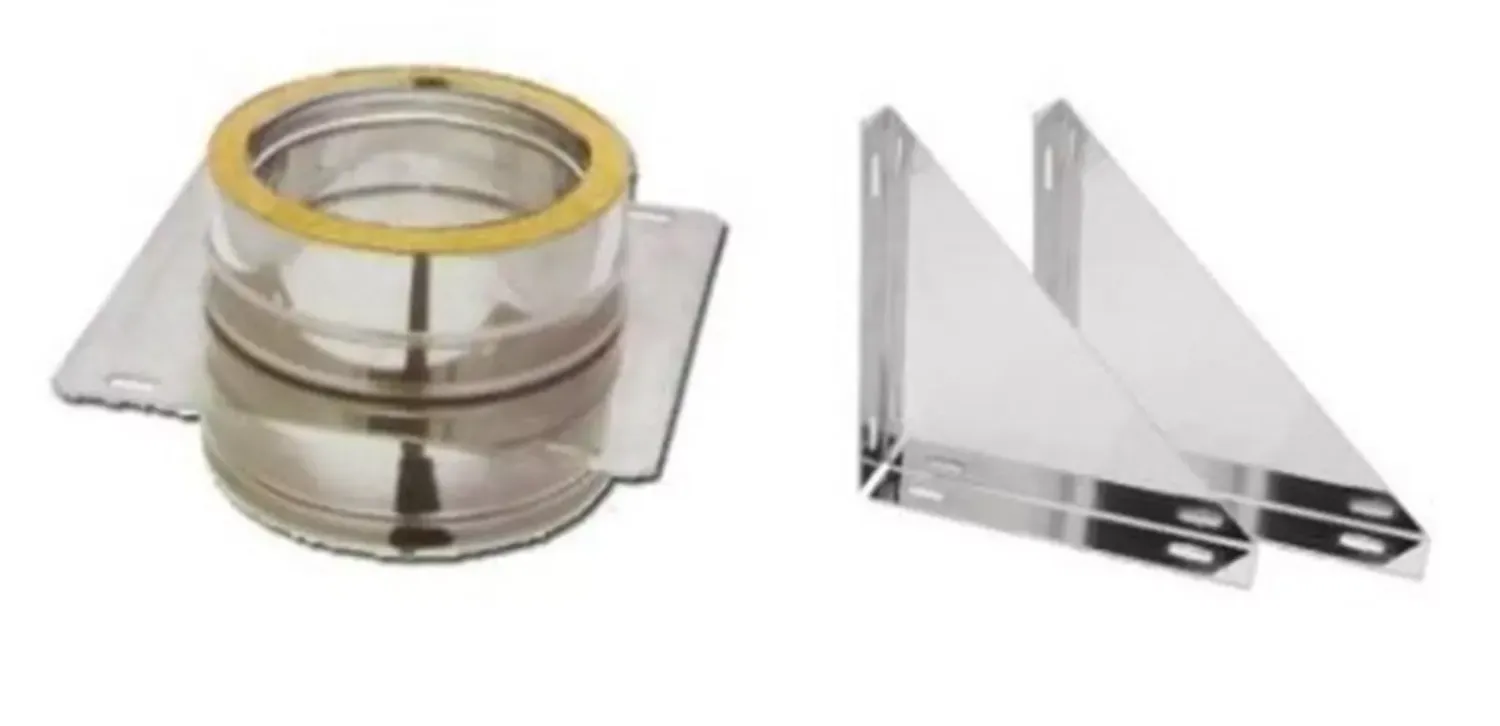 Supporto di fissaggio murale di partenza d.100/150 mm. per canna fumaria doppia parete inox con lana di roccia