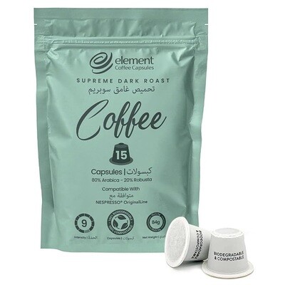 element coffee Capsules Supreme Dark Roast - Pack of 15 element coffee Capsules Supreme Dark Roast - Pack of 15
