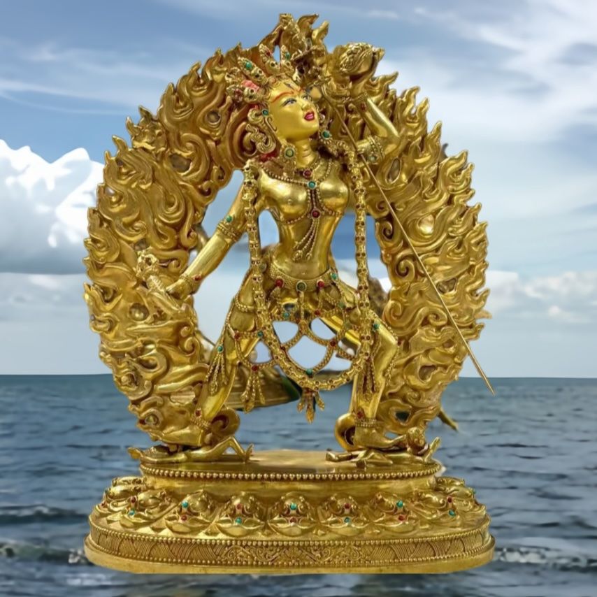 ***Exquisite Handcrafted Copper-Gilded Vajrayogini Statue (Large)