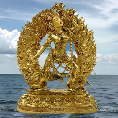 ***Exquisite Handcrafted Copper-Gilded Vajrayogini Statue (Large)