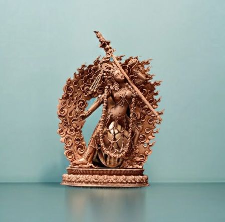 Beautifully Hand-Carved Traditional Red Copper Vajrayogini Statue (Medium)