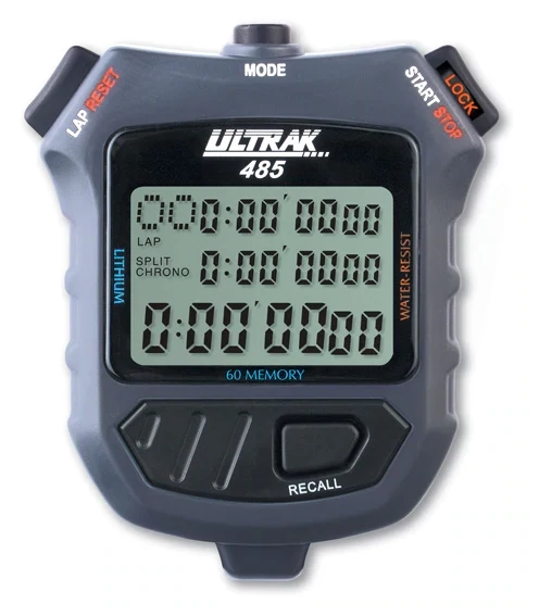 Cronómetro ULTRAK 485 - Pantalla de 3 líneas/60 memorias divididas dobles