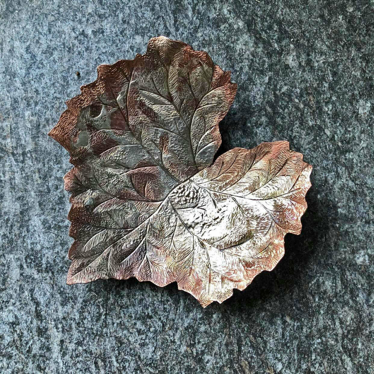 Kingfisher Designs: Large Copper and Silver Leaf Bowl