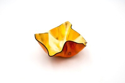 Thomas Hynes: Orange Enamel Bowl w/ Gold Leaf
