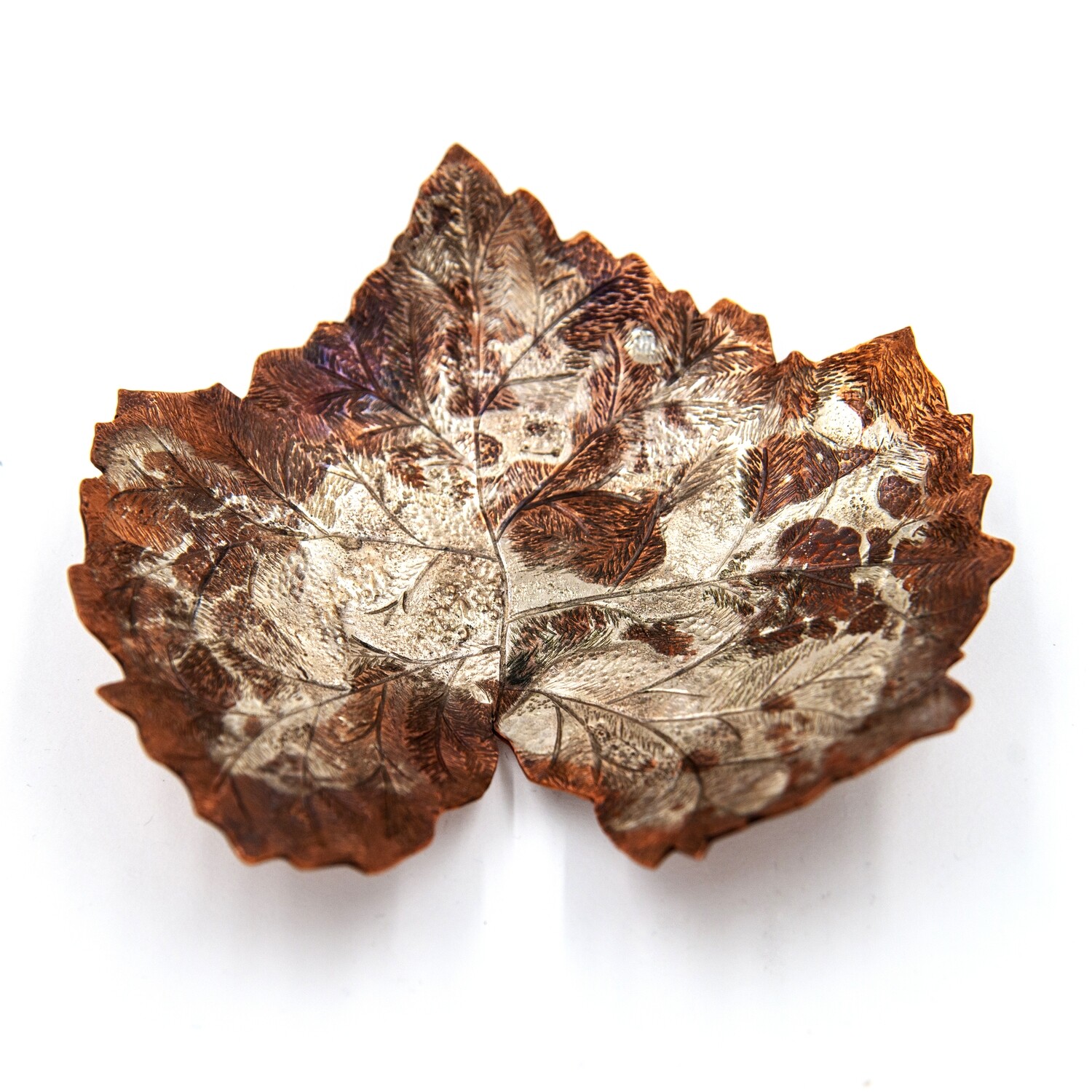 Kingfisher Designs: Aspen Leaf Bowl Sterling silver and Copper