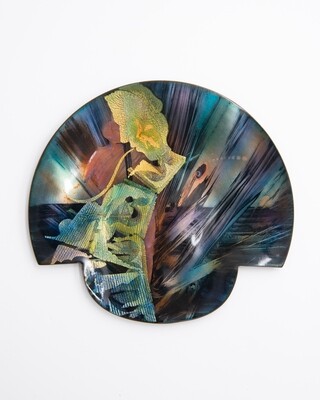 Bill Helwig: Enamel plate with foiling signed by the artist.