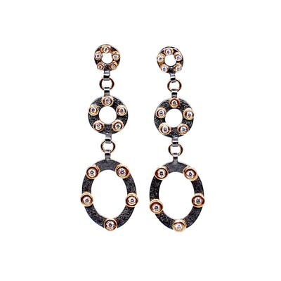 Joanna Gollberg: Three Tier Diamond Oval Earrings