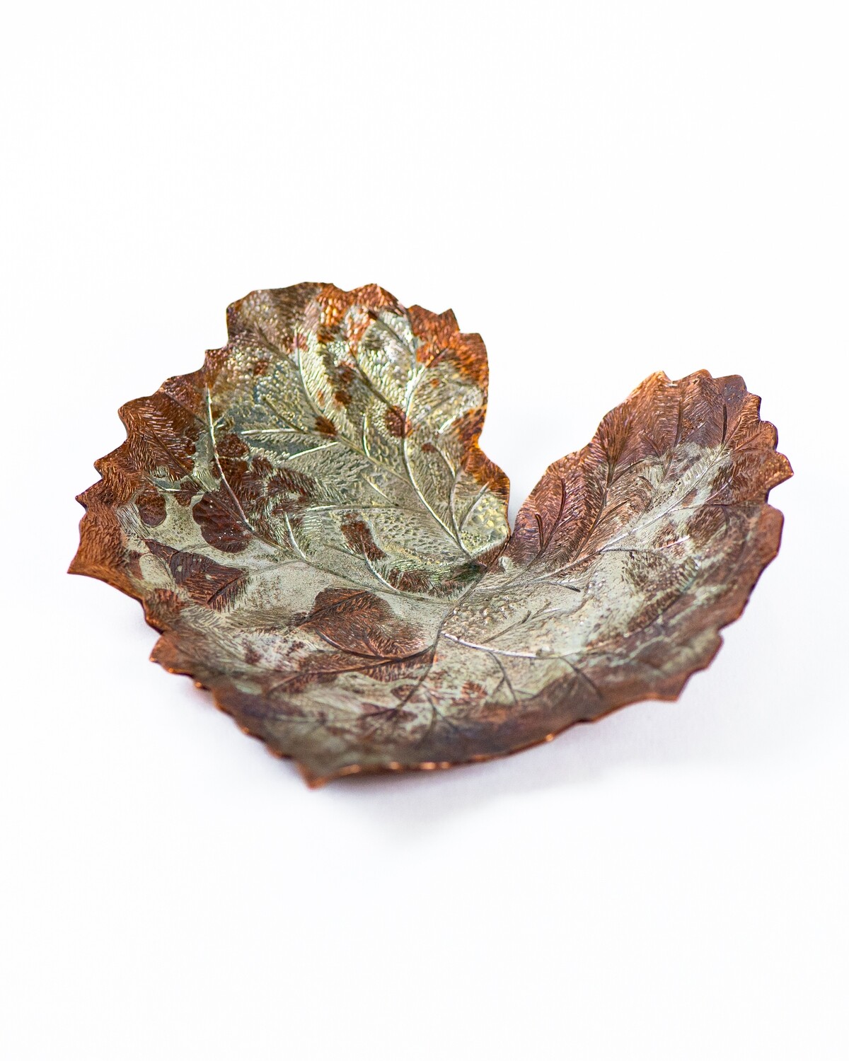 Kingfisher: copper and sterling Large Grape Leaf Bowl