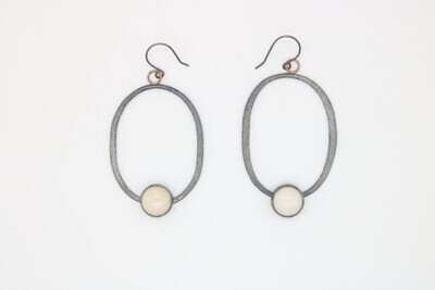 Katie Dirnbauer: Sterling Silver gold Hoops with marble set in 18K gold