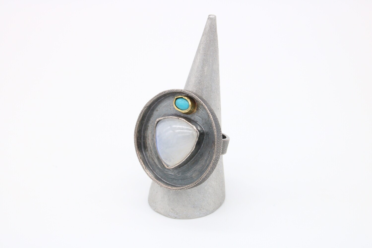 Katie Dirnbauer: Statement Ring with Moonstone and Turquoise