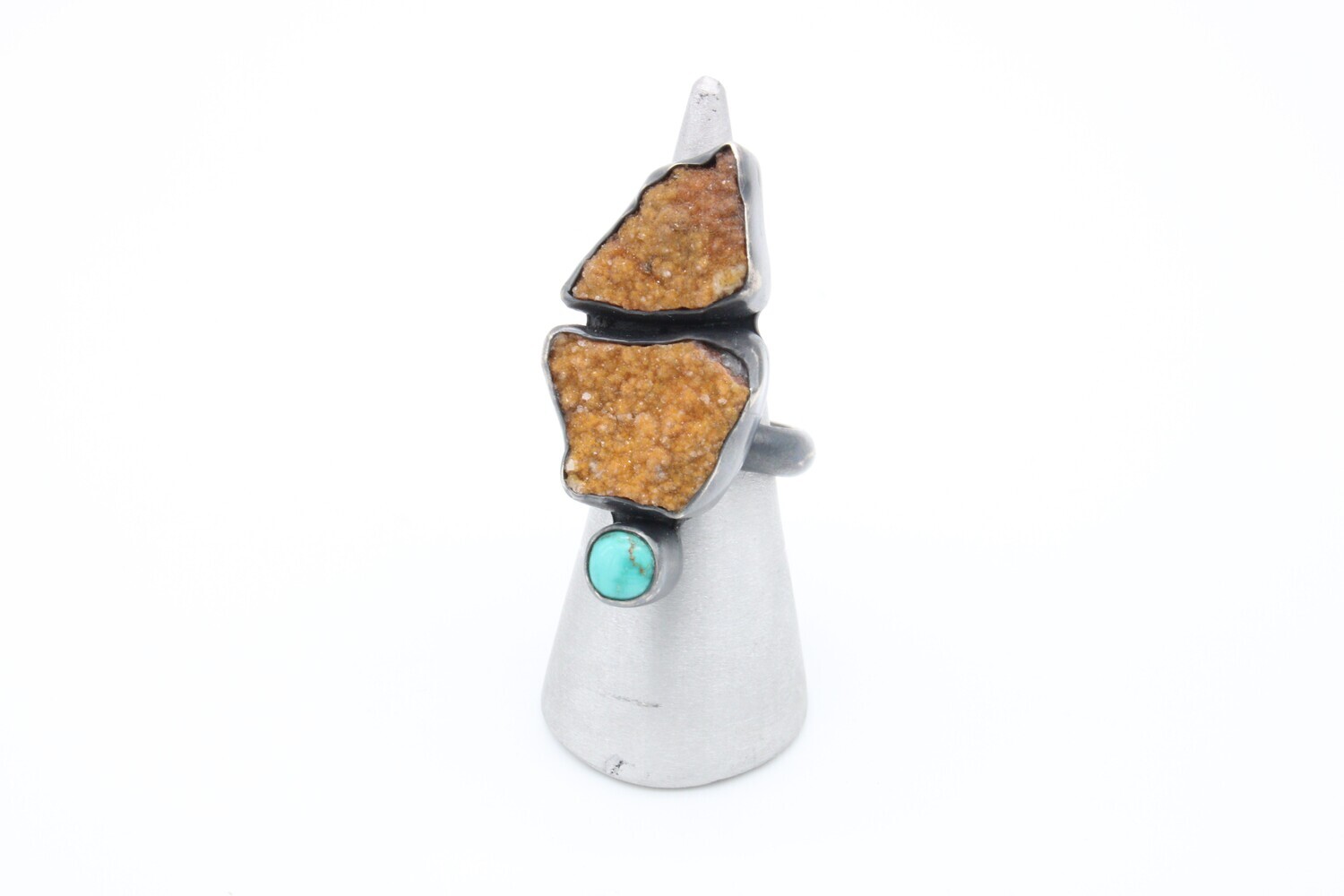 Carin Jones: Dolomite and Turquoise ring in silver