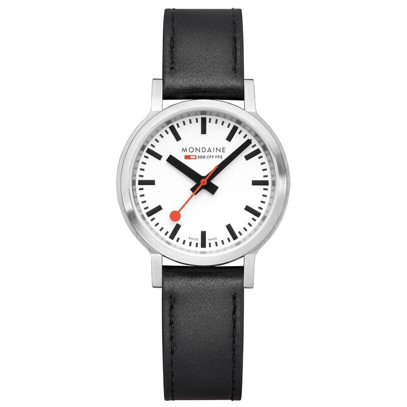 STOP2GO WATCH BLACK VEGAN LEATHER, 34 MM MST .3401B.LBV