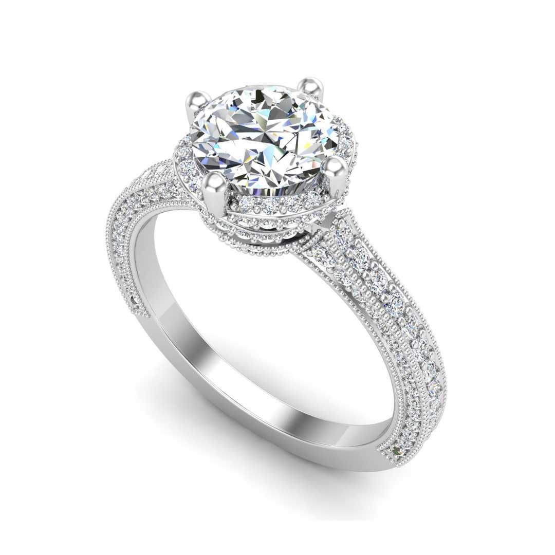 14K WHITE ENGAGEMENT RING ERHL0054