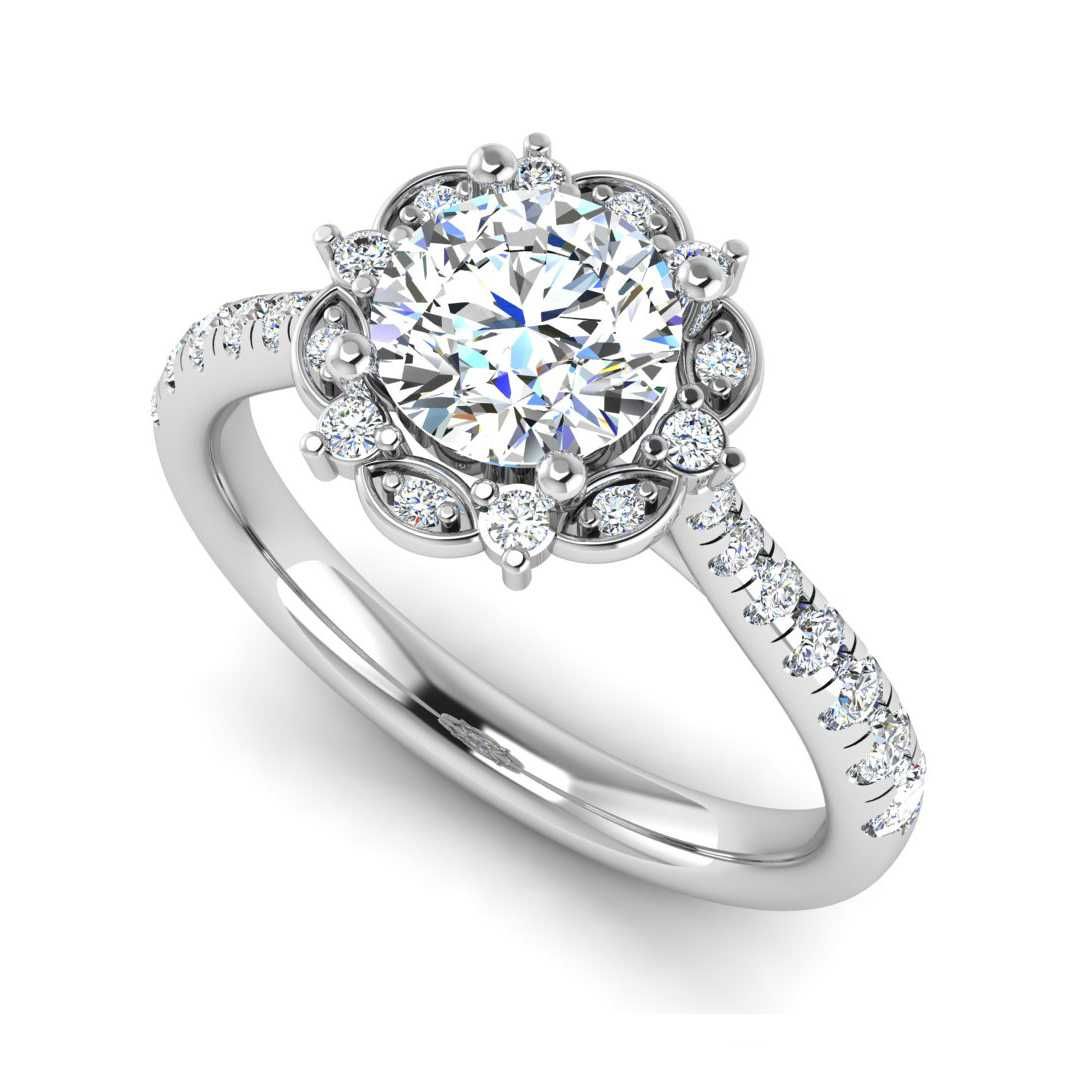 14K WHITE ENGAGEMENT RING ERHL0181