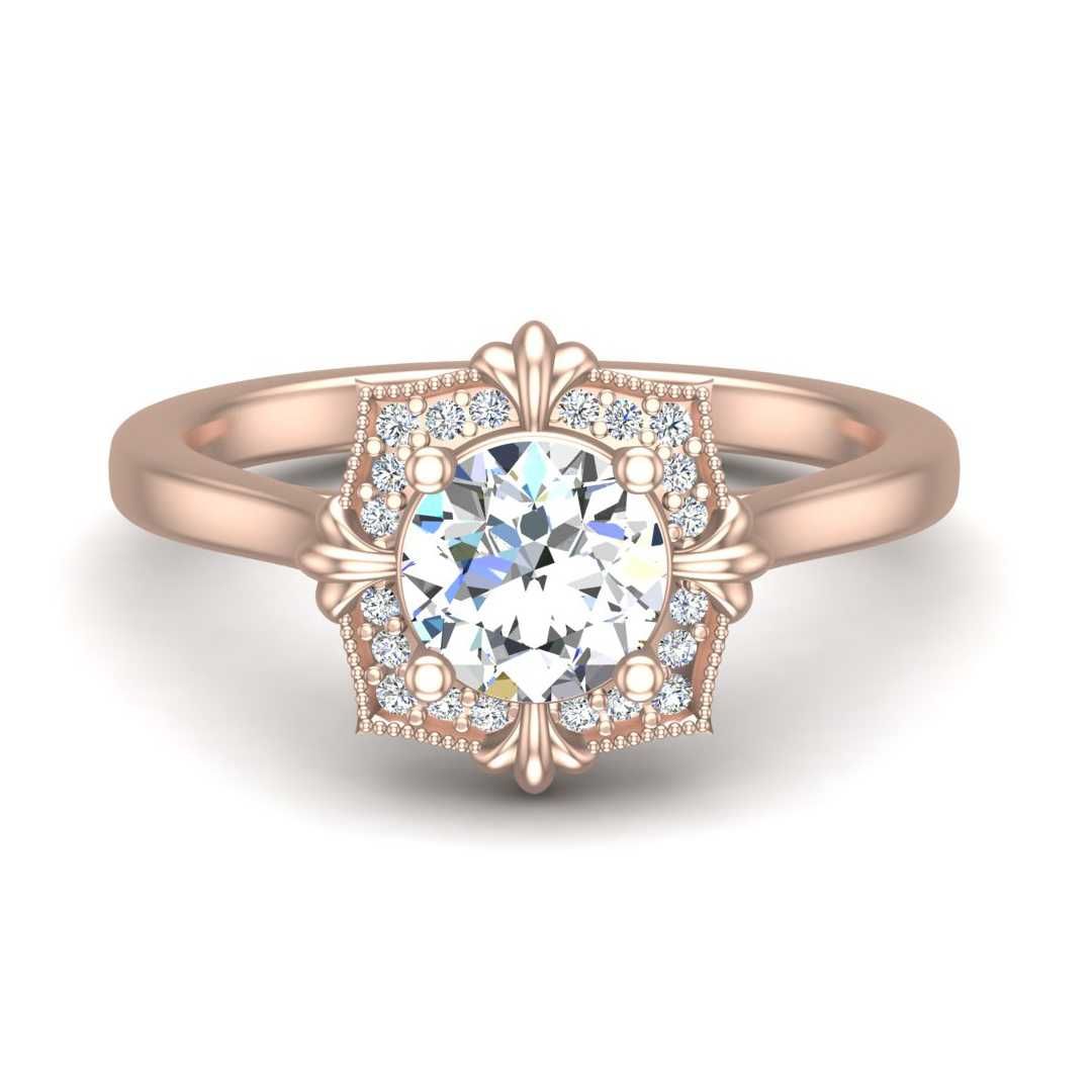 14K ROSE ENGAGEMENT RING ERHL0182