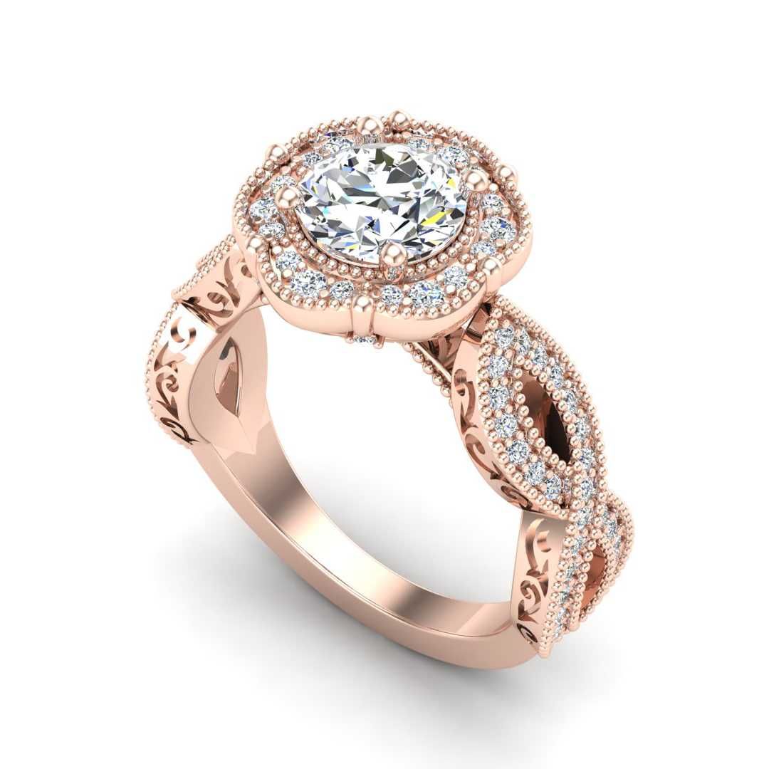 14K ROSE ENGAGEMENT RING ERHL0206