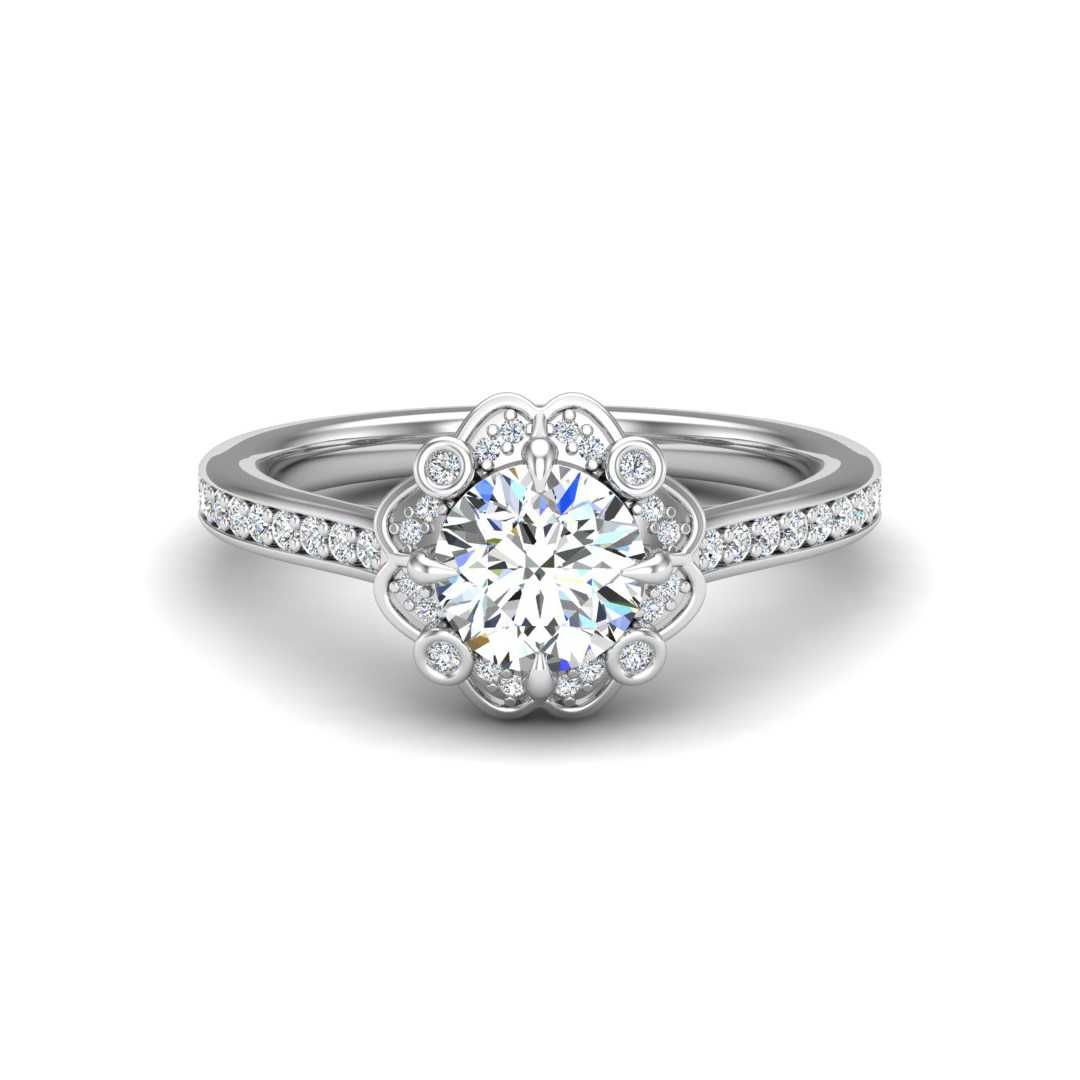 14K WHITE ENGAGEMENT RING ERHL0228