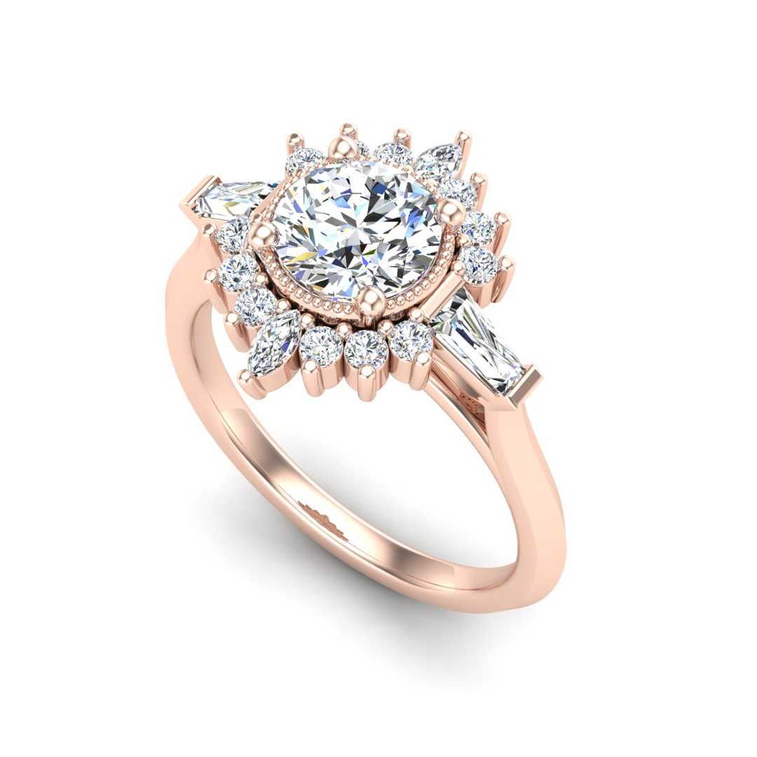 14K ROSE ENGAGEMENT RING ERHL0315