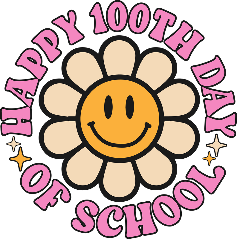100TH DAY OF SCHOOL (FLOWER ON FRONT/WORDING ON BACK)