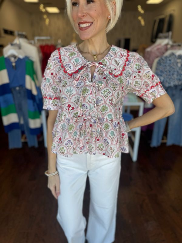Tie Front Peplum Blouse