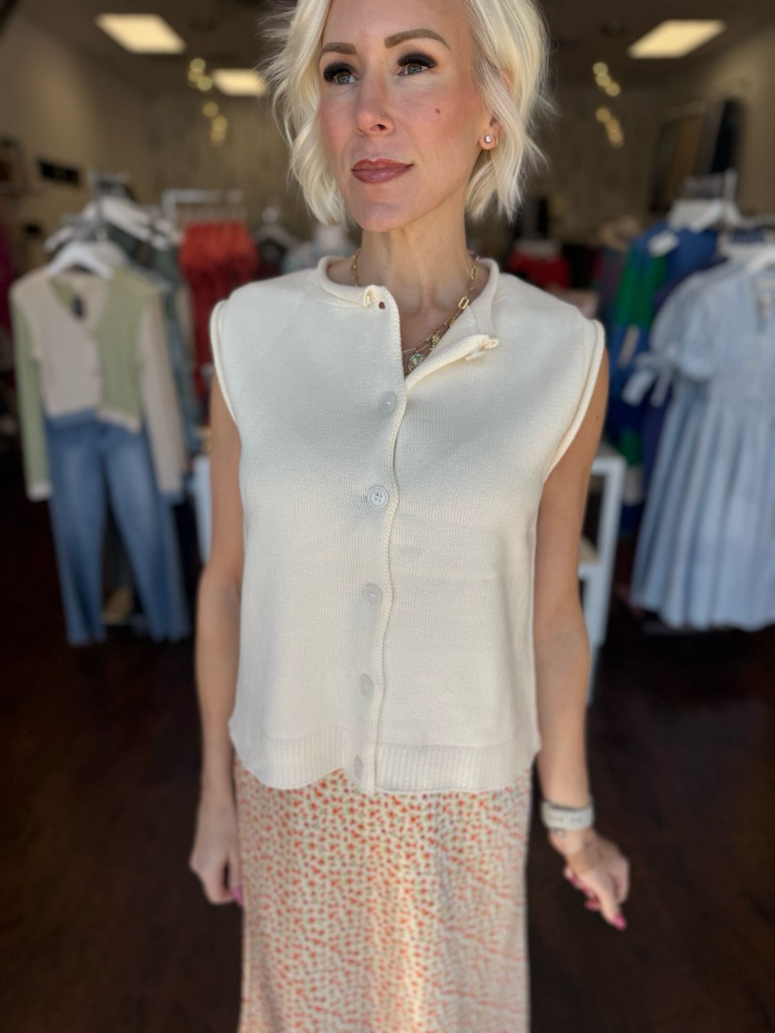 Button Up Sweater Vest 