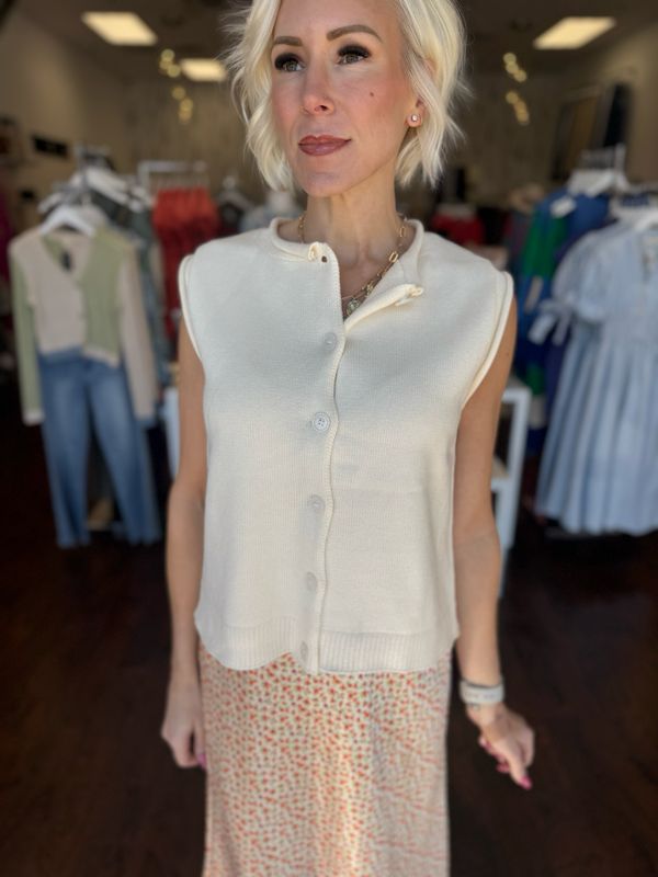 Button Up Sweater Vest 
