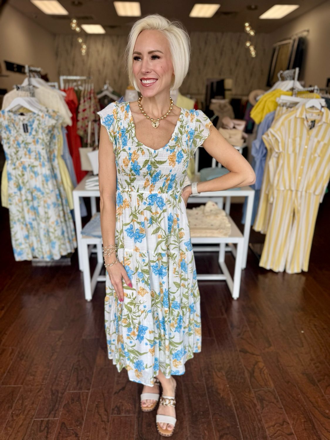 Springtime Florals Midi Dress