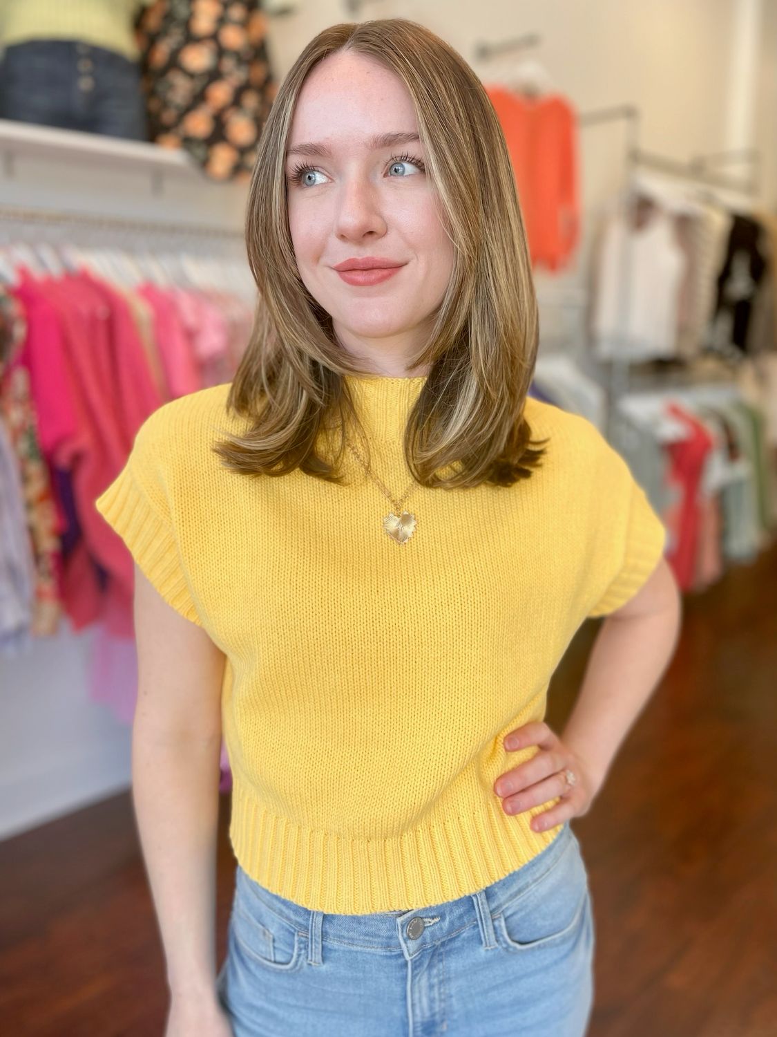 Mock Neck SS Crop Sweater Top