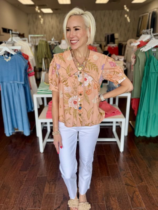 Floral Sailor Collar Blouse