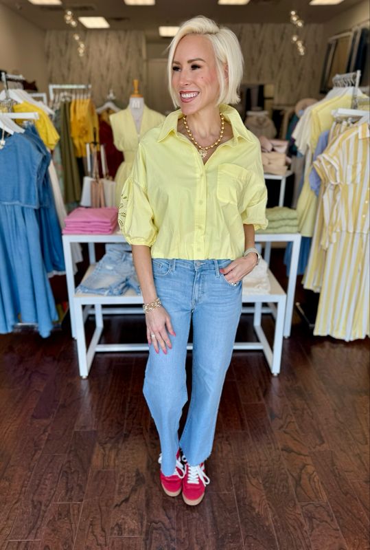 Bubble Slv  Eyelet Detail Blouse