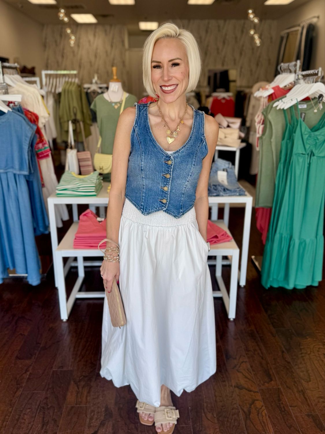 Smocked Waist Bubble Hem Skirt