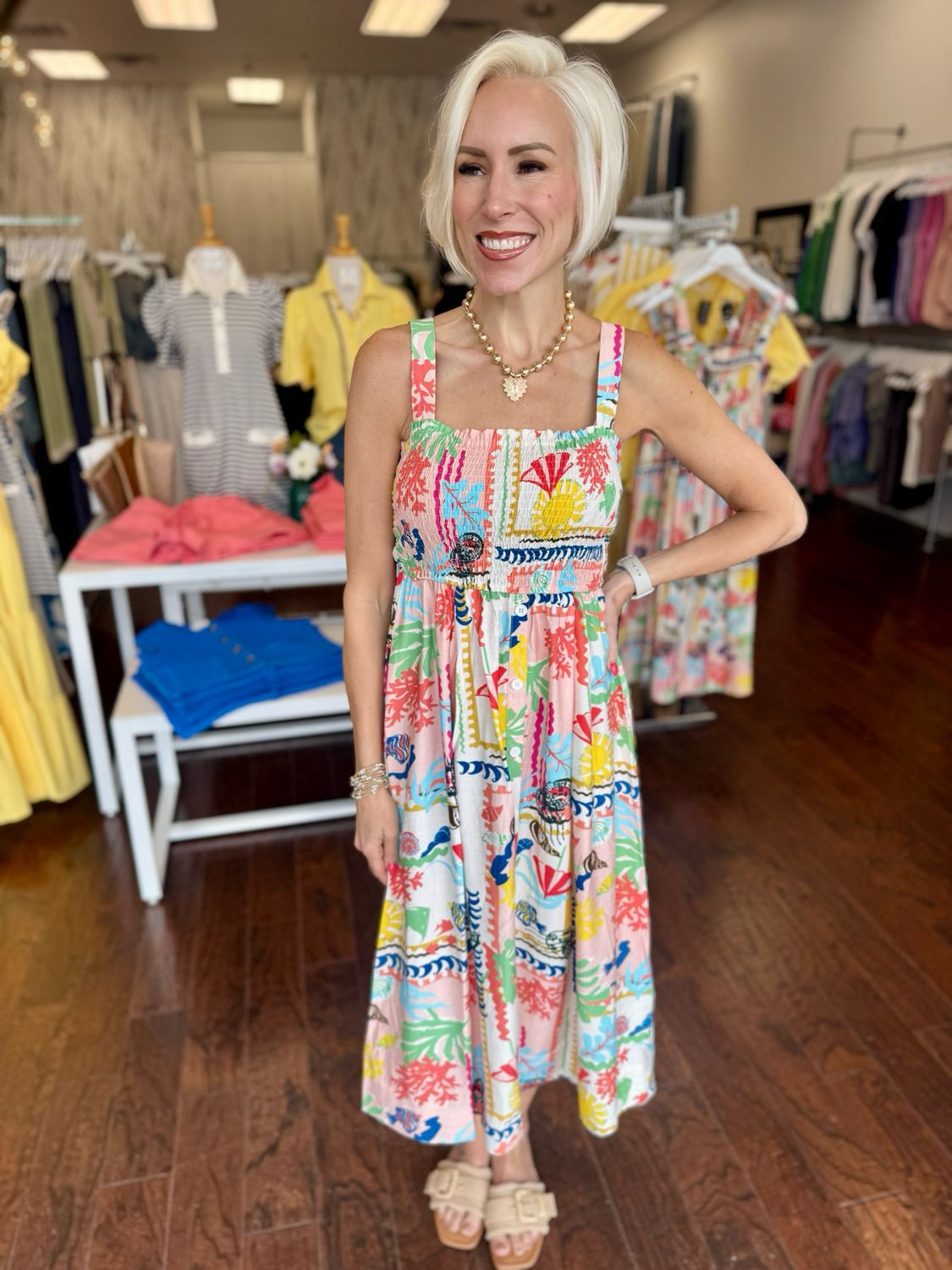 Abstract Vaca Midi Dress