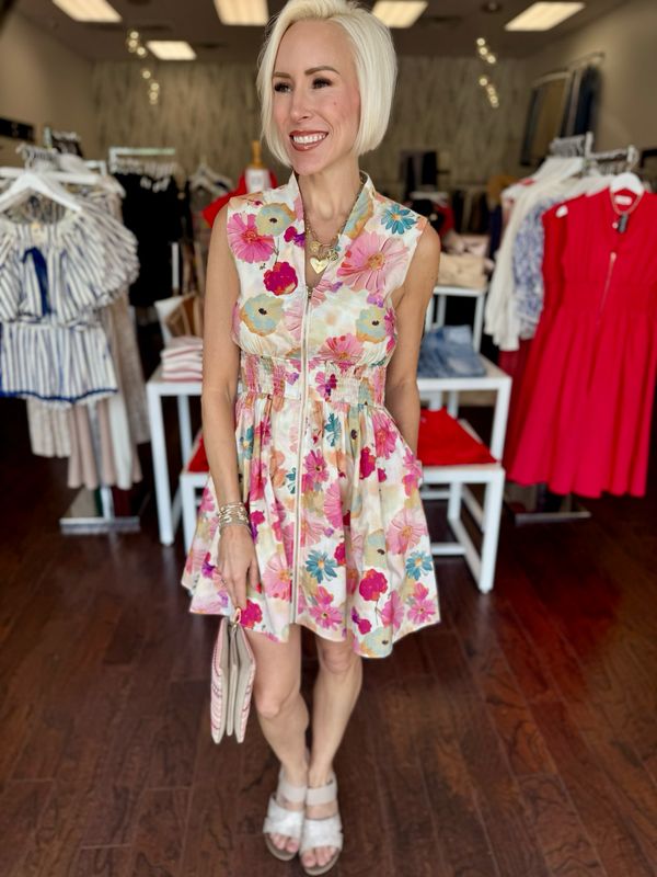 Floral Vneck Mini Dress