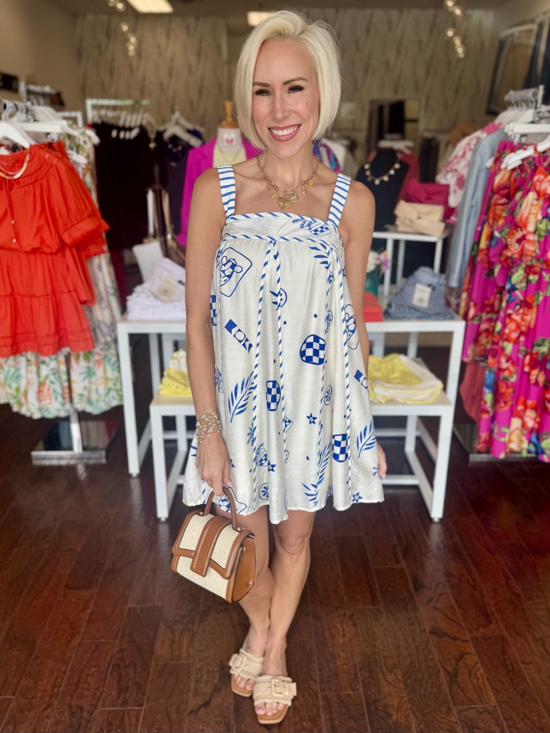 Contrasting Stripe Mini Dress