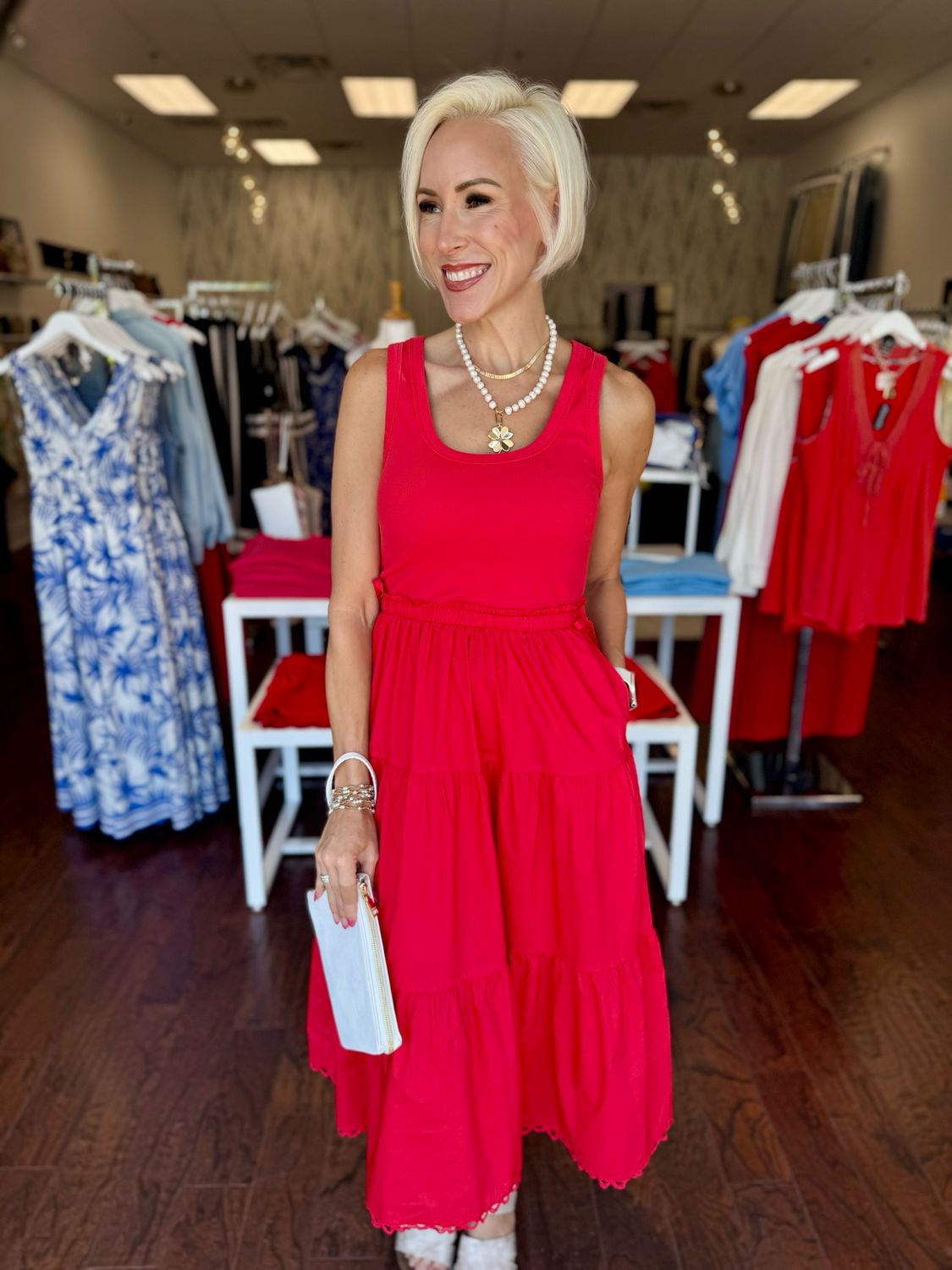 Tank Dress with Poplin Skirt