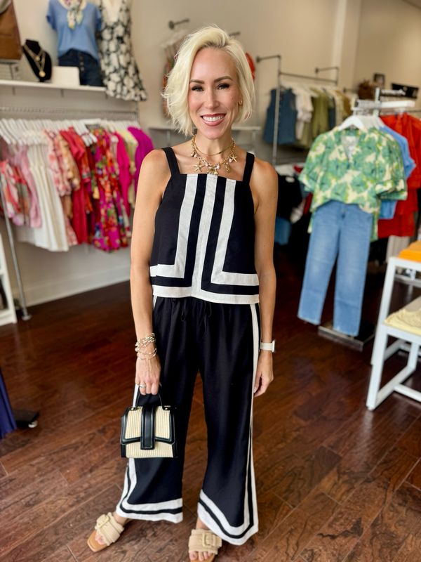 Contrast Abstract Border Pants