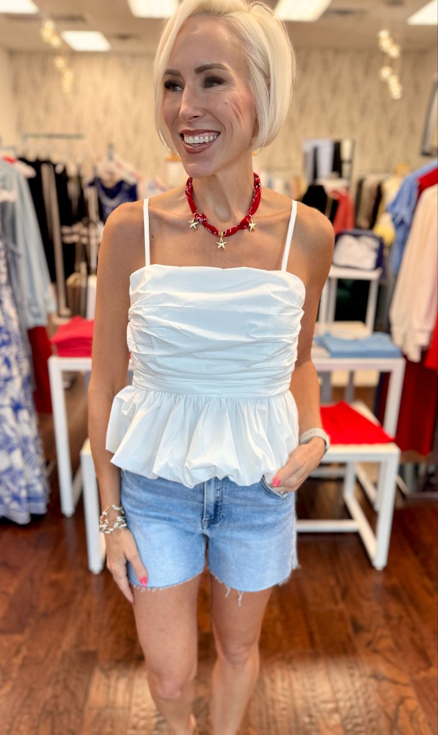 Ruffle Hem Ruched Top
