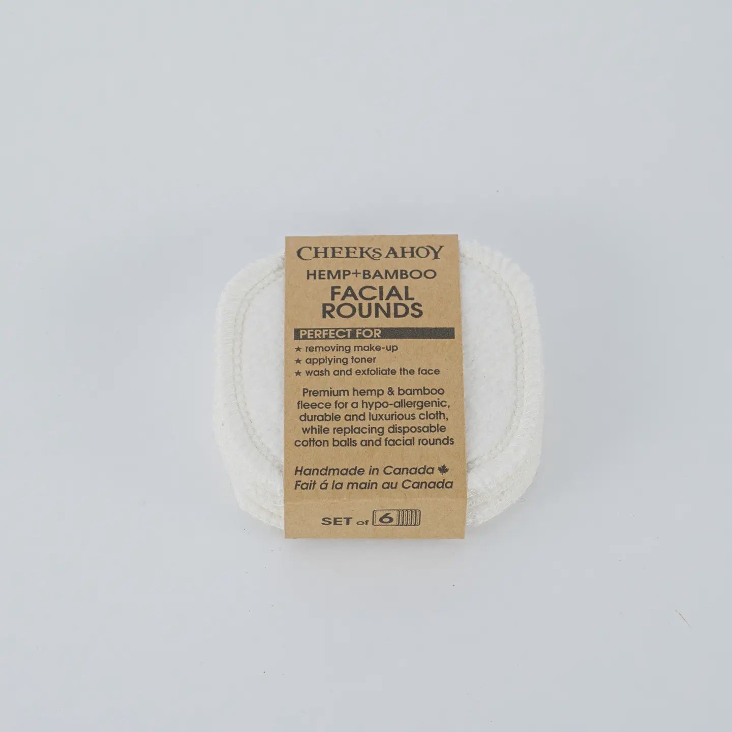 Hemp + Bamboo Facial Rounds, Size: 6pk