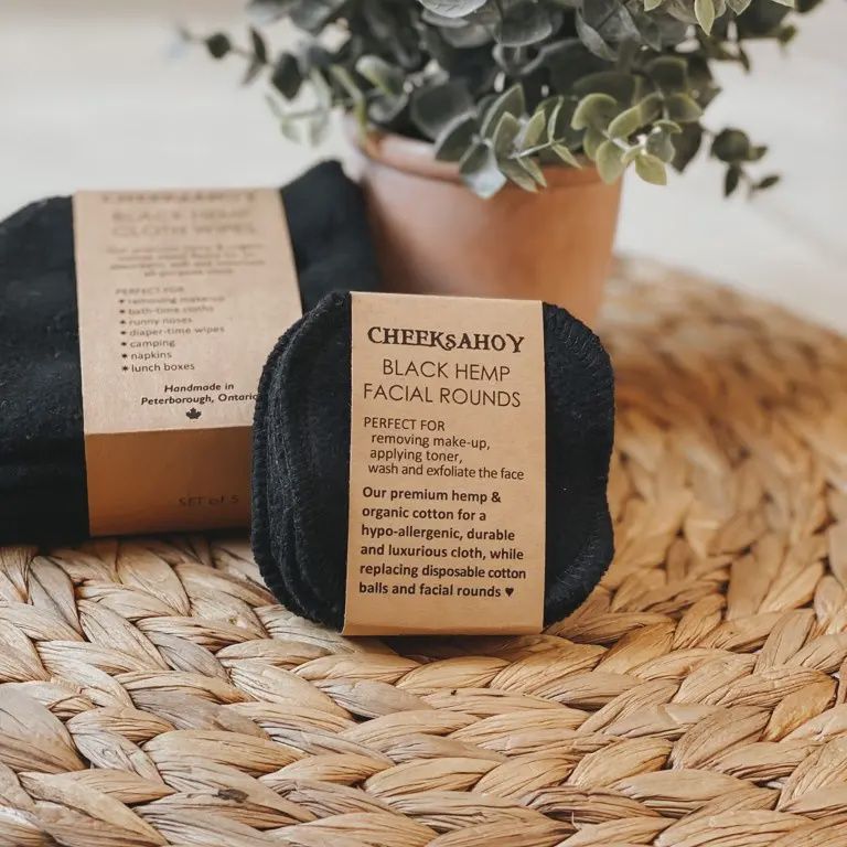 Hemp Facial Rounds - Black, Size: 6pk