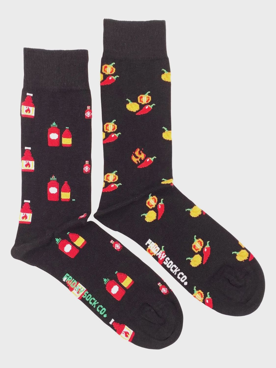 Mismatched Crew Socks | Men, Pattern: hot sauce-peppers