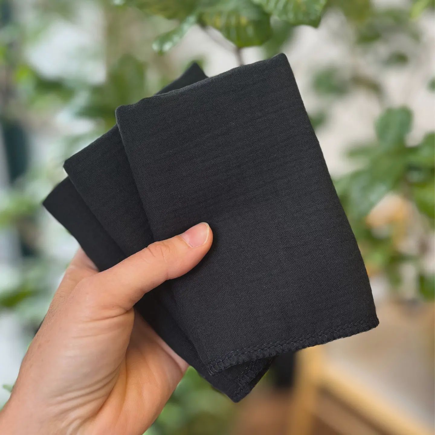 Organic Cotton Muslin Washcloths, Colour: black