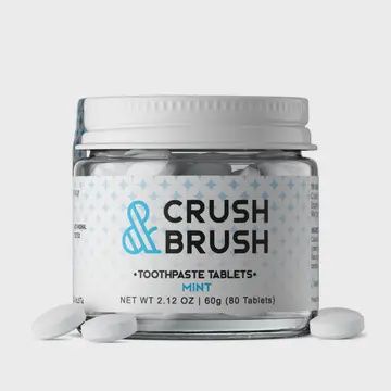 Crush &amp; Brush Toothpaste, Flavour: mint, Size: 60g jar (80 tablets)