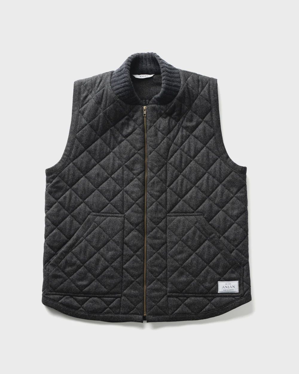 The Quilted Wool Vest*, Colour: charcoal, Size: xs